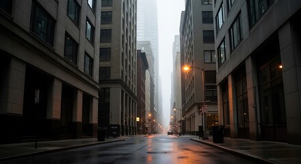 Fototapeta premium New York City Street Scene on a Rainy Day Cityscape