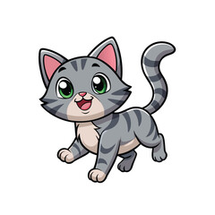  gray tabby kitten walking cartoon illustration