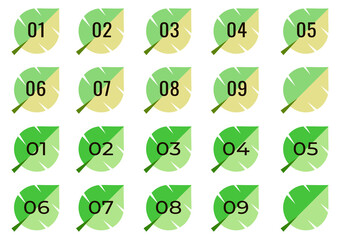 Numbered Leaf Icons Set: Vector Infographic Elements for Eco-friendly Lists and Steps
