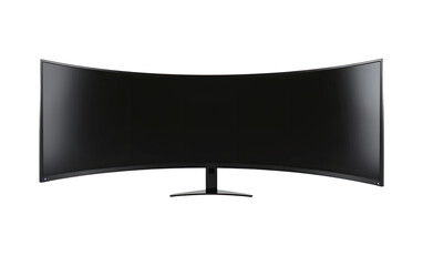Curved ultrawide computer monitor display isolated on transparent background