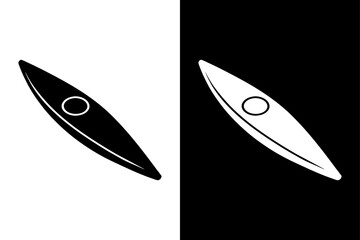 Kayak Silhouette Icon Vector. Solid Design in Black and White