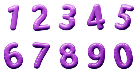 3D画像_風船_数字_紫