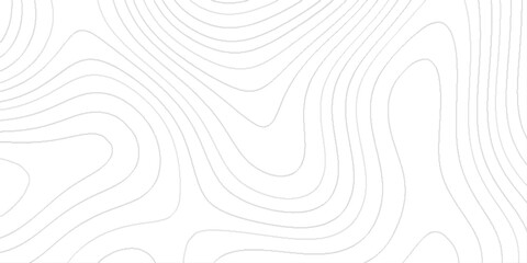 Topographic map design with a series of smooth and curved contour lines in light gray against a white background effect is abstract and artistic.