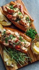 Tasty lobster rolls with fresh lemon