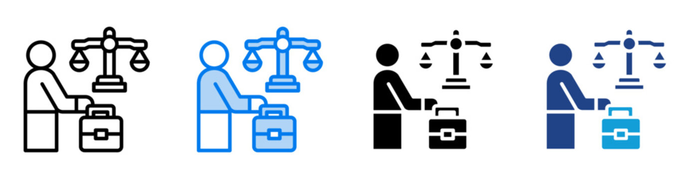 Lawyer icon set multiple style collection