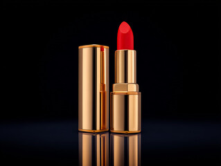 lipstick application with mirror reflection beauty closeup