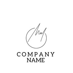 Black line vector logo for company or business. the logo is in the form of a signature and the letter m is a signature logo, Element vector