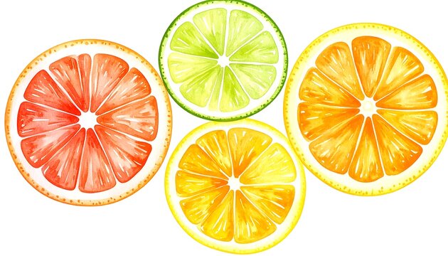 Watercolor painting of citrus fruit slices