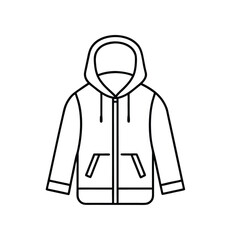 hooded sweatshirt line art vector, minimalist outerwear icon for fashion and streetwear design
