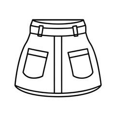 mini skirt line art vector, minimalist fashion icon for apparel and ui design