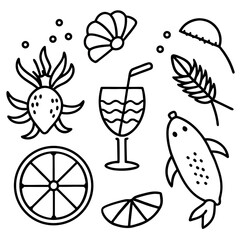 mediterranean summer vacation illustration set