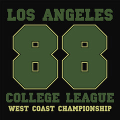 Los Angeles typography graphics. Print for number t-shirt, design of athletic clothes. Stamp for sport original apparel.