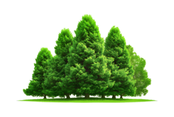 Siberian spruce forest isolated on a transparent background