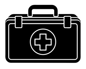 First aid kit vector silhouette illustration isolated on white background