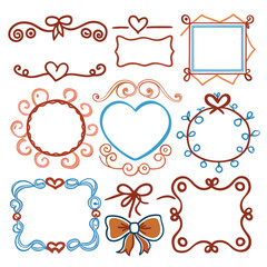 hand drawn coquette frames with hearts wav