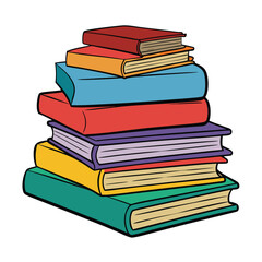 Stack of Books Colored Hand Drawn Illustration