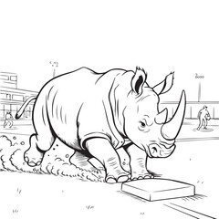 vector illustration of a Rhinoceros in baseball