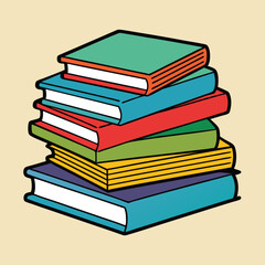 Stack of Books Colored Hand Drawn Illustration