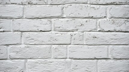 Obraz premium A white brick wall with rough textured surface arranged in staggered pattern,