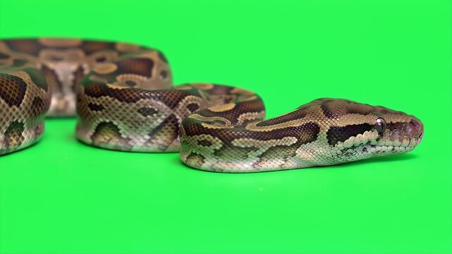 Children's Python Antaresia Childreni 3D Realistic Isolated On Green Screen Production