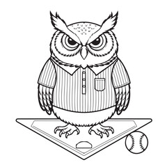 vector illustration of an owl in baseball