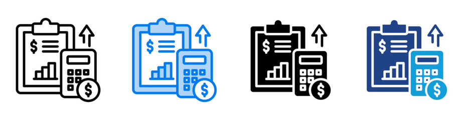 Financial reporting icon set multiple style collection