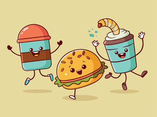 Skating Burger and Dancing Croissant Art