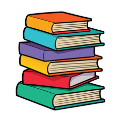 Stack of Books Colored Hand Drawn Illustration