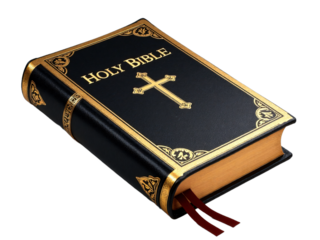 A bible with a gold cross and fine cover