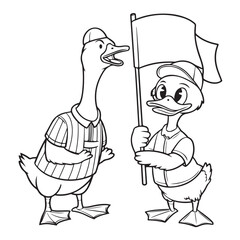 two duck having argument in baseball 