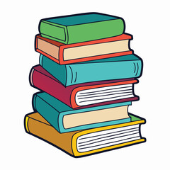 Stack of Books Colored Hand Drawn Illustration