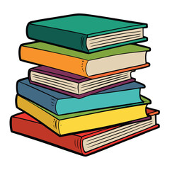 Stack of Books Colored Hand Drawn Illustration