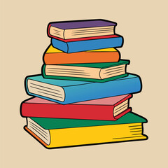 Stack of Books Colored Hand Drawn Illustration