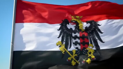 A historical flag waving in the wind