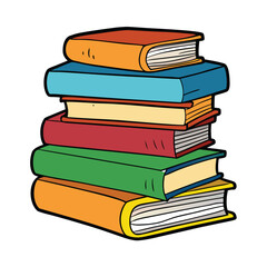 Stack of Books Colored Hand Drawn Illustration