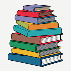 Stack of Books Colored Hand Drawn Illustration