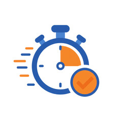 Fast and efficient task completion, symbolized by a stopwatch and checkmark. isolated on a transparent background, png, cutout