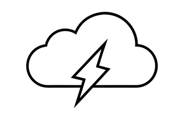 line art Cloud lightning vector silhouette illustration isolated on white background