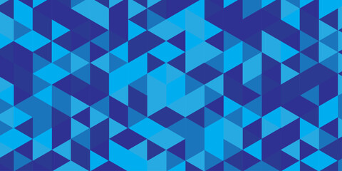 Modern triangle mosaic blue Background. Overlap random vector element. Business polygonal texture. Abstract low polygon Geometric banner wall background. Seamless Abstract polygon.	