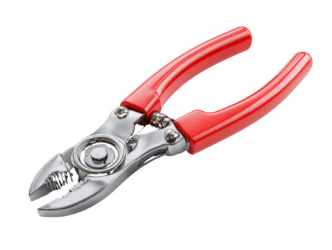 Red handled wire cutters tool isolated on a transparent background pliers metal