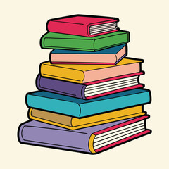 Stack of Books Colored Hand Drawn Illustration