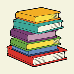 Stack of Books Colored Hand Drawn Illustration