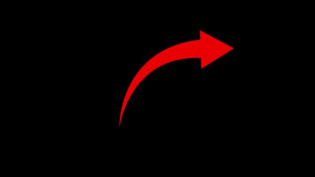 Right turning directional road arrow. Turn arrow icon vector in trendy flat style. share arrow icon animation.red color share arrow and black background