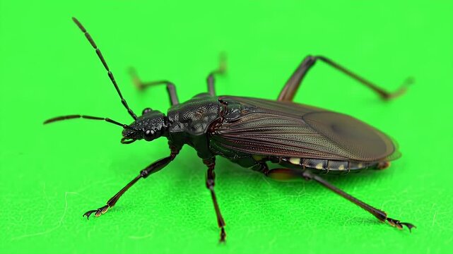 Realistic Three Pronged Bristletails Insect Animation Isolated on Green Screen Background