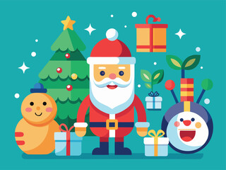 Funny Santa and Friends Illustration