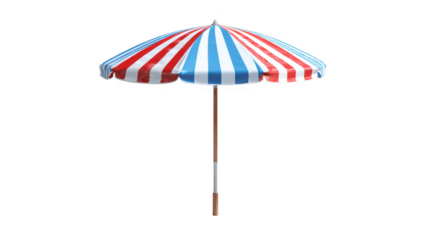 Striped Beach Umbrella isolated on a transparent background blue