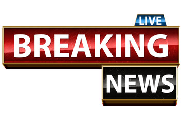 Obraz premium Breaking News Banner Design for Live Broadcasts and Online Media with Bold Headlines, Dynamic Layout, and Modern Visual Elements for News Channels