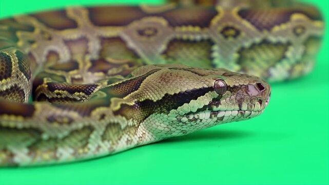 Woma Python Aspidites Ramsayi 3D Rendering Isolated on Green Screen
