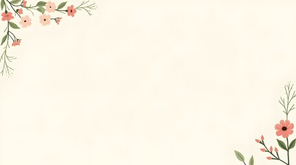 Elegant floral background with watercolor flowers and leaves on a cream-colored paper texture. A beautiful and delicate frame for invitations, weddings, or greeting cards.