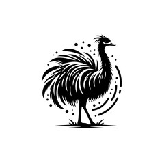 Fototapeta premium A striking black silhouette of an emu bird